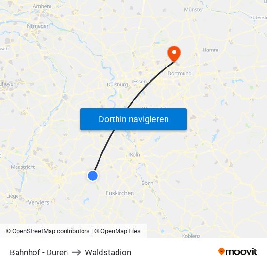 Bahnhof - Düren to Waldstadion map