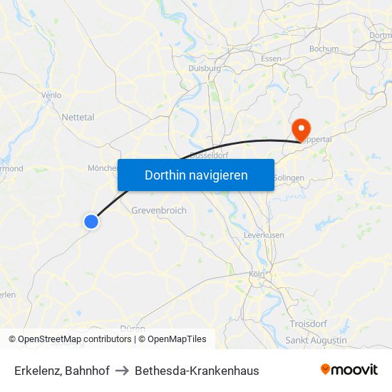Erkelenz, Bahnhof to Bethesda-Krankenhaus map
