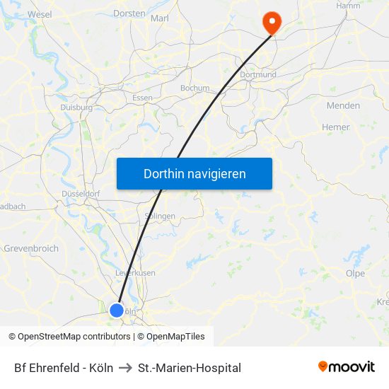 Bf Ehrenfeld - Köln to St.-Marien-Hospital map