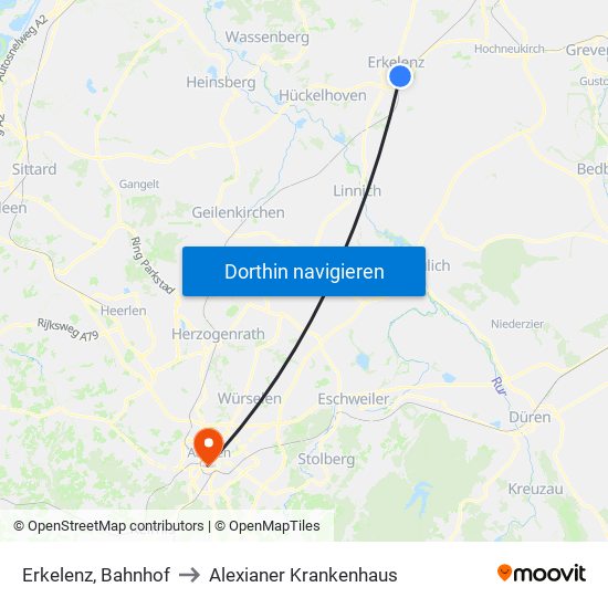 Erkelenz, Bahnhof to Alexianer Krankenhaus map