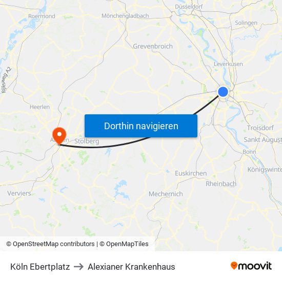 Köln Ebertplatz to Alexianer Krankenhaus map