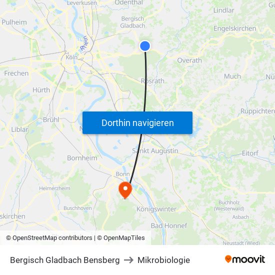 Bergisch Gladbach Bensberg to Mikrobiologie map