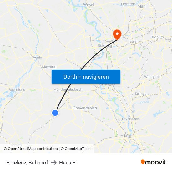 Erkelenz, Bahnhof to Haus E map