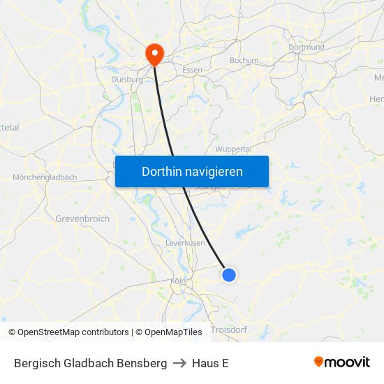 Bergisch Gladbach Bensberg to Haus E map