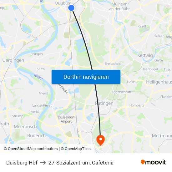 Duisburg Hbf to 27-Sozialzentrum, Cafeteria map