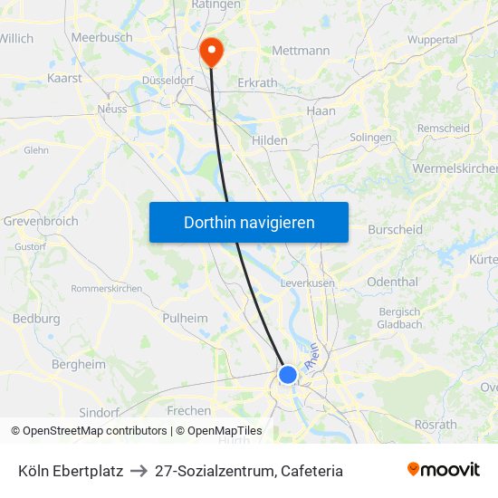 Köln Ebertplatz to 27-Sozialzentrum, Cafeteria map