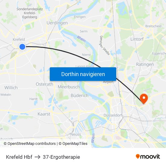 Krefeld Hbf to 37-Ergotherapie map