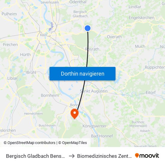 Bergisch Gladbach Bensberg to Biomedizinisches Zentrum map