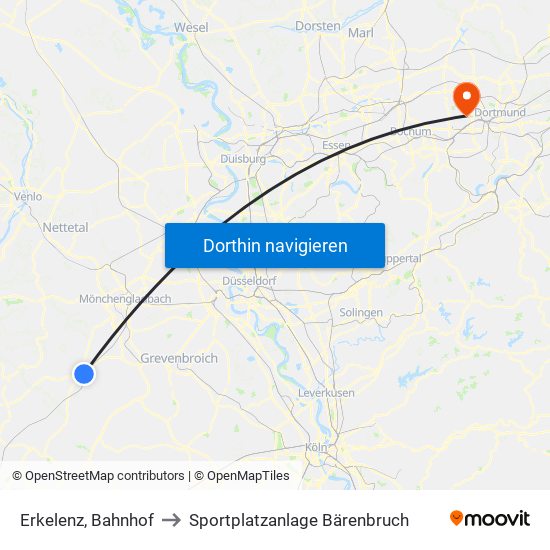 Erkelenz, Bahnhof to Sportplatzanlage Bärenbruch map