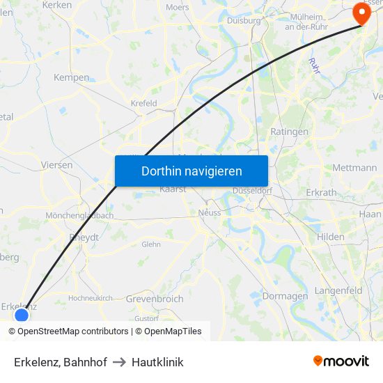 Erkelenz, Bahnhof to Hautklinik map