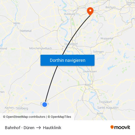 Bahnhof - Düren to Hautklinik map