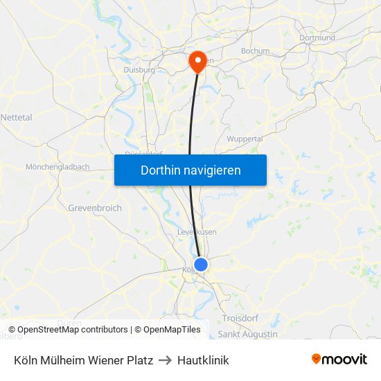 Köln Mülheim Wiener Platz to Hautklinik map