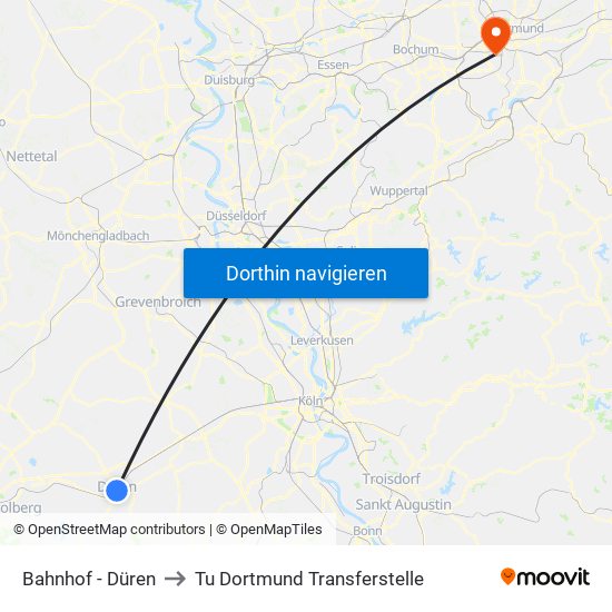 Bahnhof - Düren to Tu Dortmund Transferstelle map