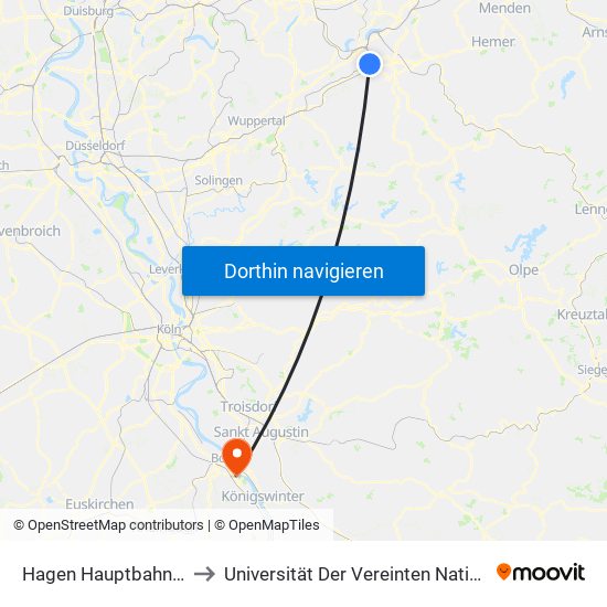 Hagen Hauptbahnhof to Universität Der Vereinten Nationen map