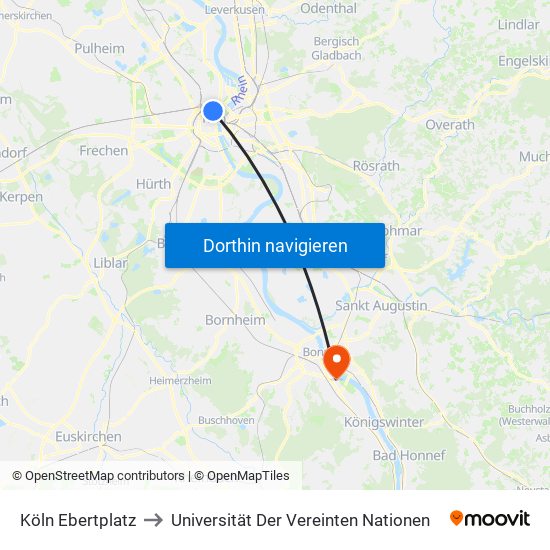 Köln Ebertplatz to Universität Der Vereinten Nationen map