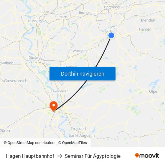 Hagen Hauptbahnhof to Seminar Für Ägyptologie map