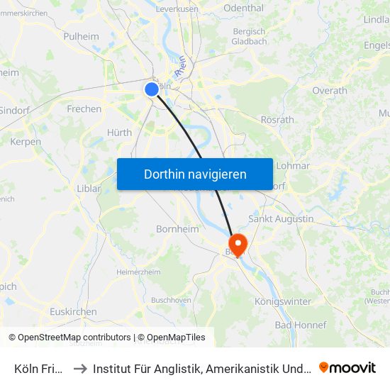 Köln Friesenplatz to Institut Für Anglistik, Amerikanistik Und Keltologie Der Universität Bonn map