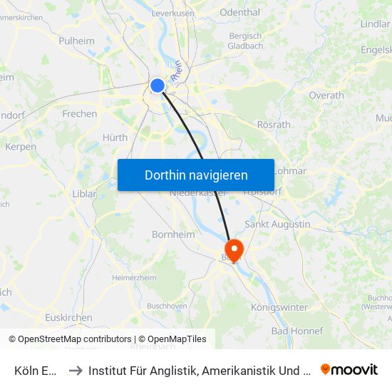 Köln Ebertplatz to Institut Für Anglistik, Amerikanistik Und Keltologie Der Universität Bonn map