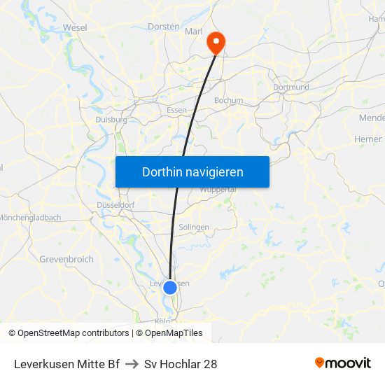 Leverkusen Mitte Bf to Sv Hochlar 28 map