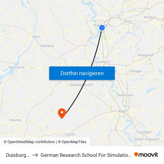 Duisburg Hbf to German Research School For Simulation Sciences map