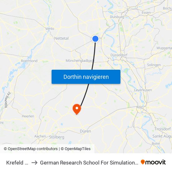 Krefeld Hbf to German Research School For Simulation Sciences map