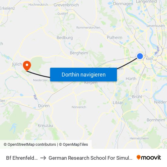 Bf Ehrenfeld - Köln to German Research School For Simulation Sciences map