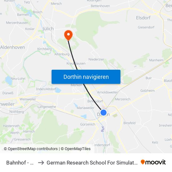 Bahnhof - Düren to German Research School For Simulation Sciences map