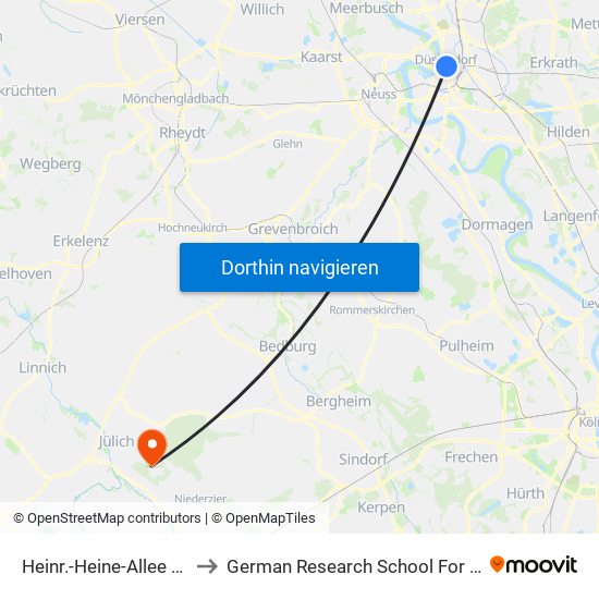 Heinr.-Heine-Allee U - Düsseldorf to German Research School For Simulation Sciences map