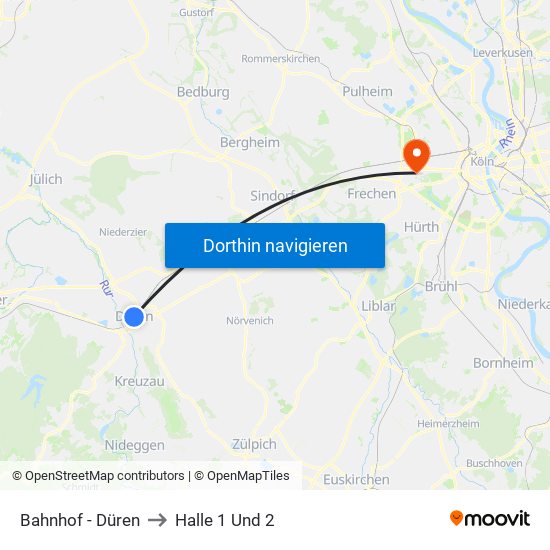 Bahnhof - Düren to Halle 1 Und 2 map