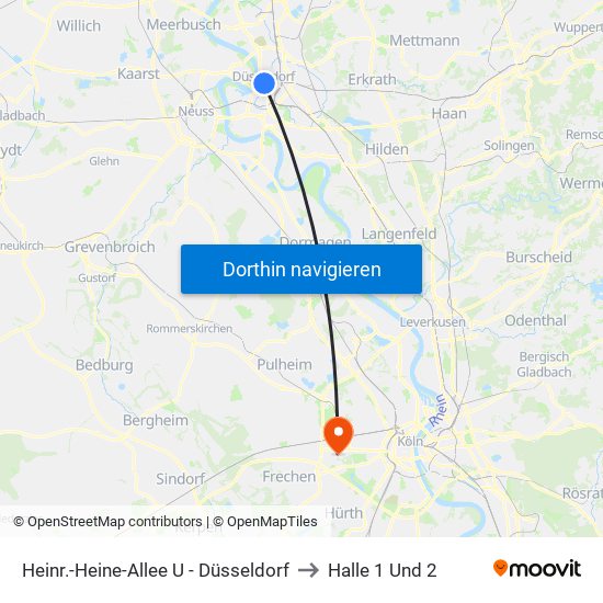 Heinr.-Heine-Allee U - Düsseldorf to Halle 1 Und 2 map