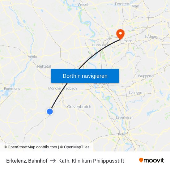 Erkelenz, Bahnhof to Kath. Klinikum Philippusstift map