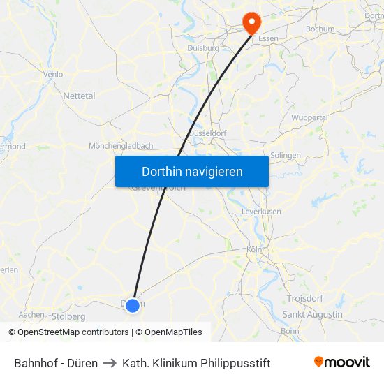 Bahnhof - Düren to Kath. Klinikum Philippusstift map