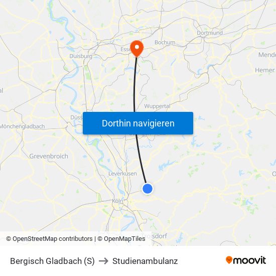 Bergisch Gladbach (S) to Studienambulanz map