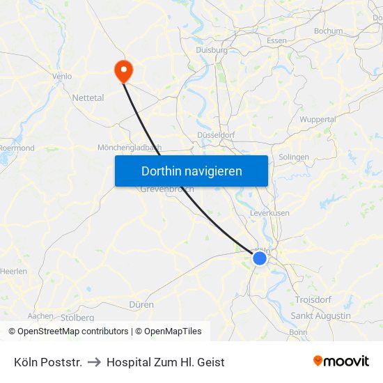 Köln Poststr. to Hospital Zum Hl. Geist map