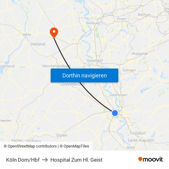 Köln Dom/Hbf to Hospital Zum Hl. Geist map