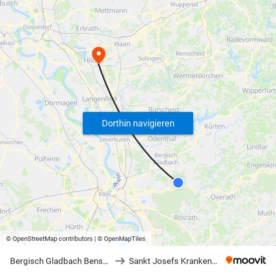 Bergisch Gladbach Bensberg to Sankt Josefs Krankenhaus map