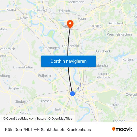 Köln Dom/Hbf to Sankt Josefs Krankenhaus map