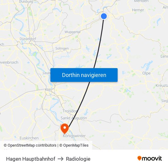 Hagen Hauptbahnhof to Radiologie map