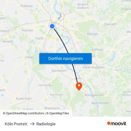 Köln Poststr. to Radiologie map