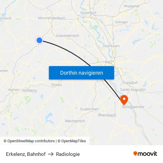 Erkelenz, Bahnhof to Radiologie map