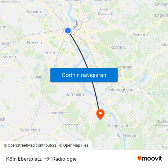 Köln Ebertplatz to Radiologie map