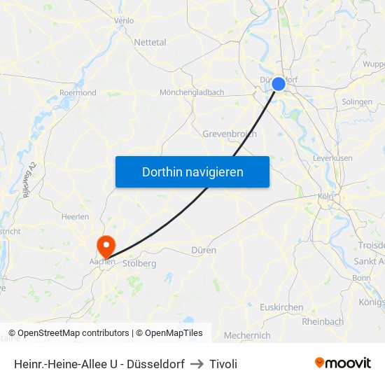 Heinr.-Heine-Allee U - Düsseldorf to Tivoli map