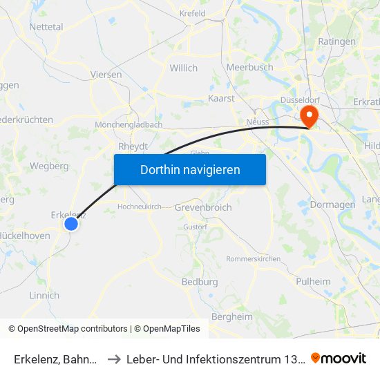 Erkelenz, Bahnhof to Leber- Und Infektionszentrum 13.57 map