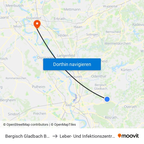 Bergisch Gladbach Bensberg to Leber- Und Infektionszentrum 13.57 map