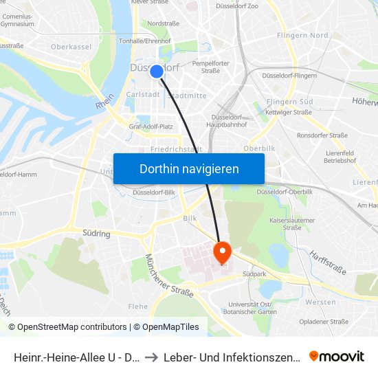 Heinr.-Heine-Allee U - Düsseldorf to Leber- Und Infektionszentrum 13.57 map