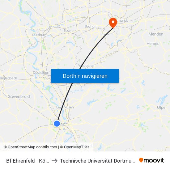 Bf Ehrenfeld - Köln to Technische Universität Dortmund map