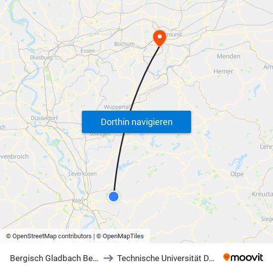 Bergisch Gladbach Bensberg to Technische Universität Dortmund map