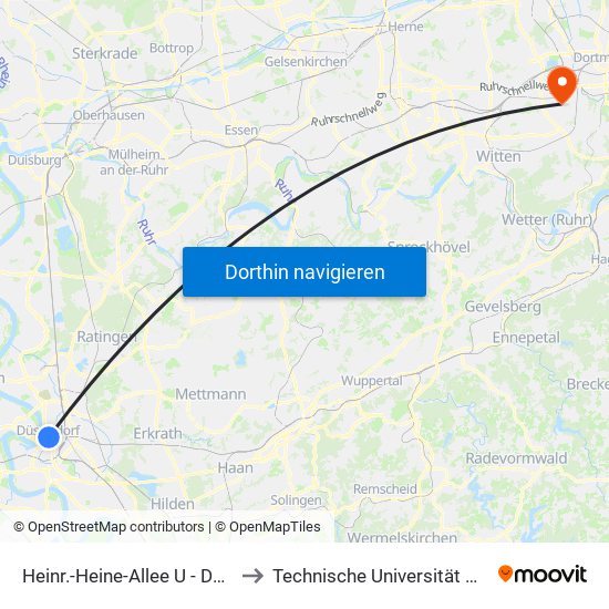 Heinr.-Heine-Allee U - Düsseldorf to Technische Universität Dortmund map