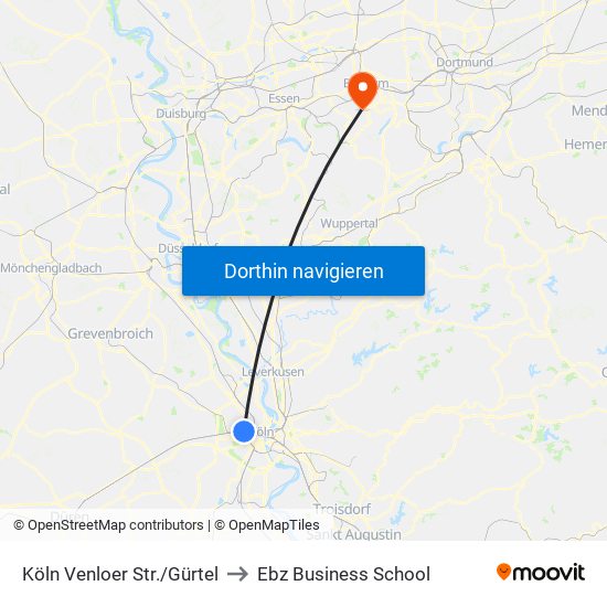 Köln Venloer Str./Gürtel to Ebz Business School map