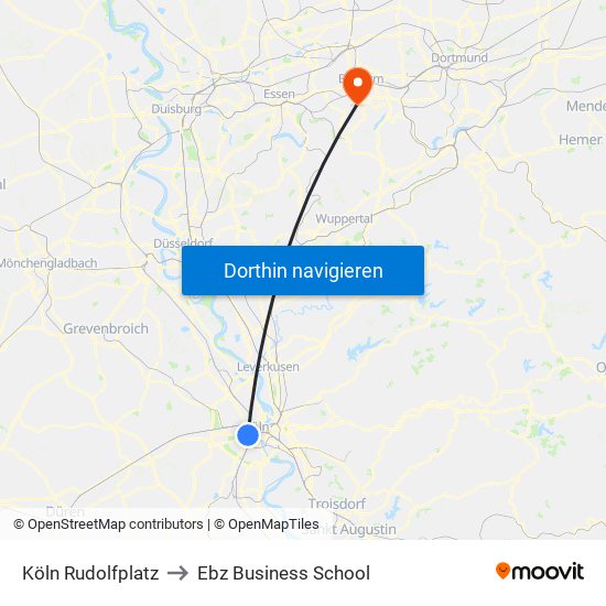 Köln Rudolfplatz to Ebz Business School map